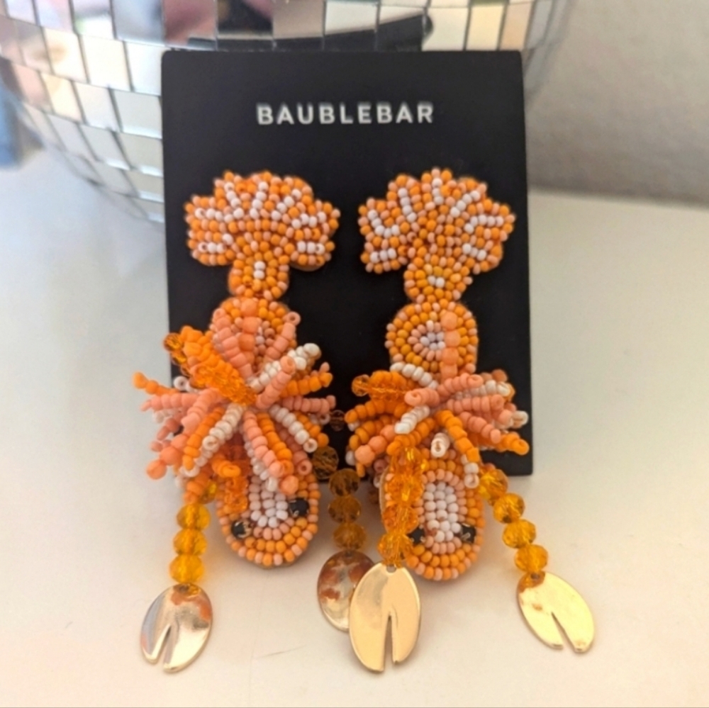 Baublebar Earrings Lobster Clip On Seed Bead 3" Brand New With Tags~